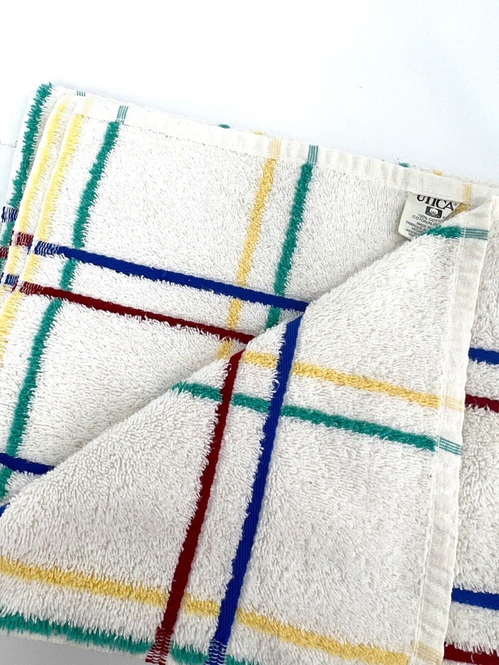 Vintage Utica Primary Color Grid Pattern Bath Towel Movie TV Prop